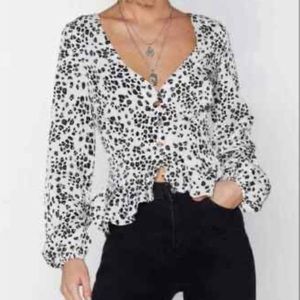NWT Nasty Gal Pull Out All the Spots Leopard Top Cream
